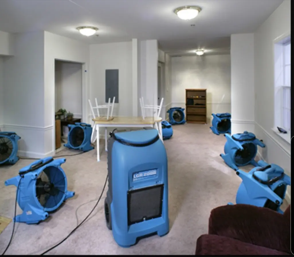 Air movers and dehumidifier setup for Water Extraction & Removal in Burlingame