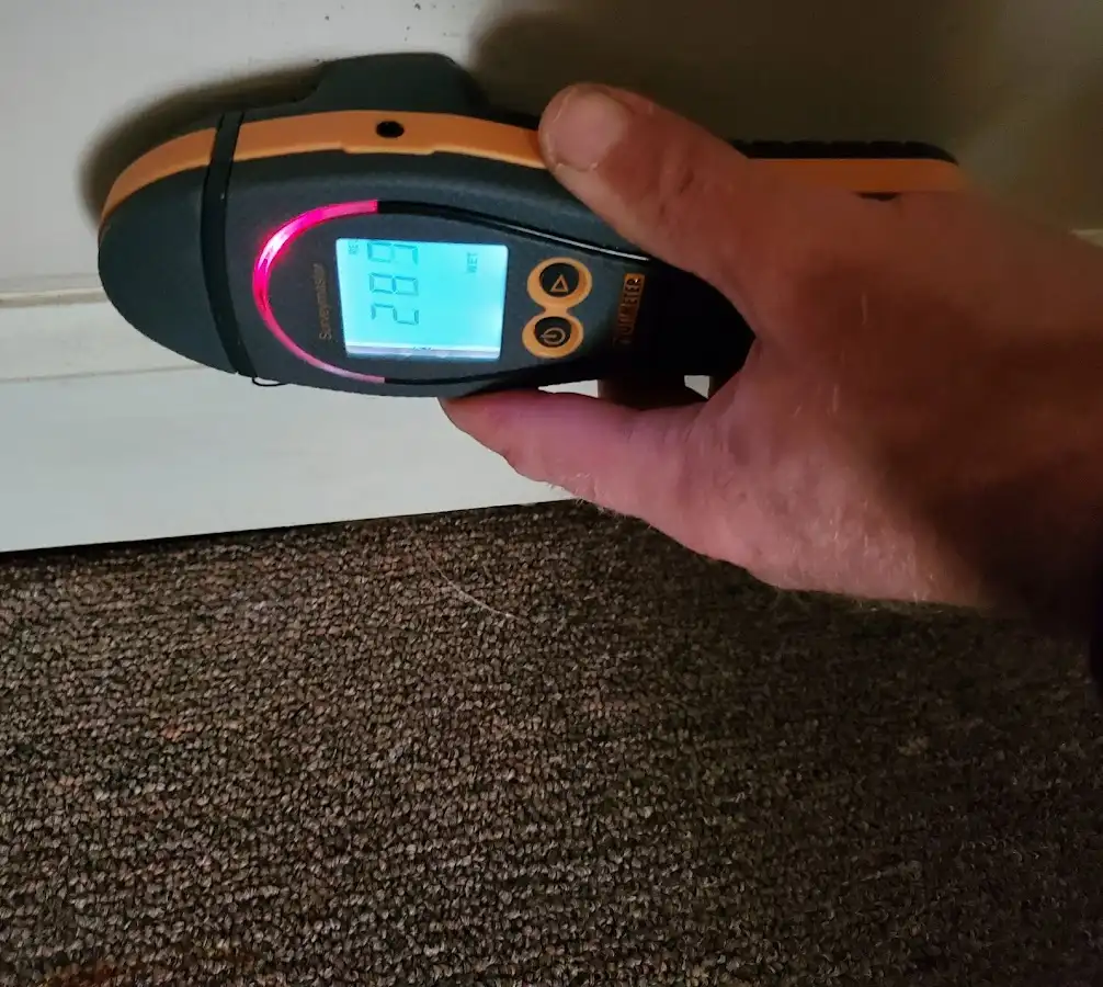 Moisture detection at baseboard during Burst Pipe Cleanup in Burlingame